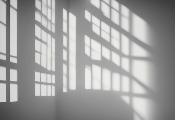 Realistic and minimalist blurred natural light windows shadow overlay on wall paper texture abstract