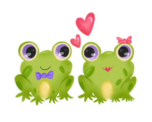 Cute Cartoon Frogs & Toads Valentines Day, Clipart Valentines Day, Frogs Valentines, 4png 300dpi, transparent backgroundIlustración sin título