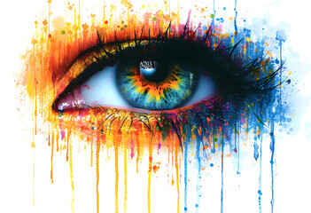 rainbow eye paint splatter