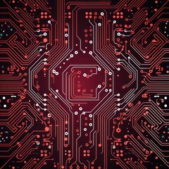 Computer technology vector illustration with garnet circuit board background pattern