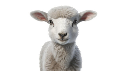 Cute lamb isolated on a transparent background.