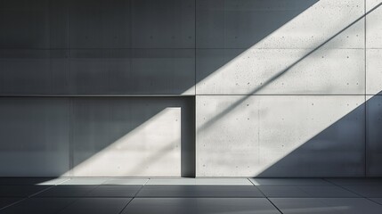 Minimalist Shadow Play on Concrete Wall and Floor