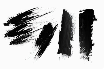 Different ink paint brush strokes isolated on white background. Grunge banner background