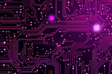 Computer technology vector illustration with pink circuit board background pattern