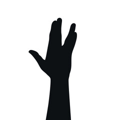 Vulcan salute gesture silhouette. Live long and prosper hand sign. Vector illustration