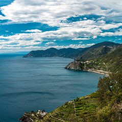 Fragment of the Cinque Terre (meaning "Five Lands") landscape - a coastal area within Liguria, in the northwest of Italy that lies in the west of La Spezia Province.