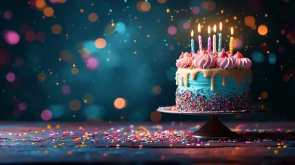 Fotobehang Birthday background, organizing birthday party, birthday cake © PhotoHunter