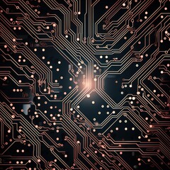 Computer technology vector illustration with rose gold circuit board