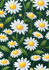Childrens Illustration Of Spring Plant Isolated White Floral Nature Chamomile Flowers Daisy Summer