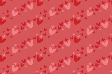 Cute red pink hearts placed form diagonal parallel lines seamless pattern lovely romantic Monochrome background Valentine's Day textiles fabric wallpaper wrapping paper wallpaper polygraphy Repeating
