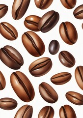 Watercolor Illustration Of Roasted Coffee Beans Isolated On White Background