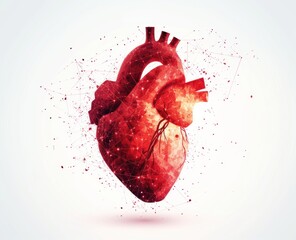 Human heart in low poly style. Polygonal illustration.