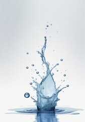 Watercolor Illustration Of A Splash - Fresh Drop In Water Isolated On White Background