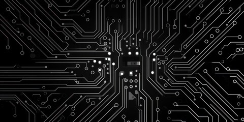 Computer technology vector illustration with silver circuit board - obrazy, fototapety, plakaty