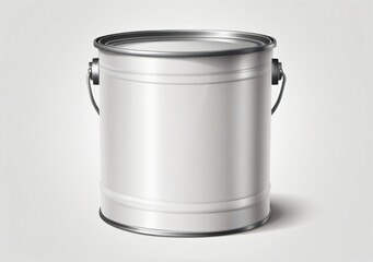 Childrens Illustration Of Paint Can,White Metal Bucket Isolated On White Background,Transparency