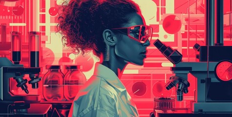 Science Research and Development Concept. Portrait of African American Female Scientist in Laboratory.