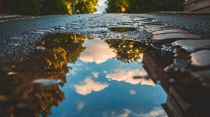 After the Rain: A Street's Reflection