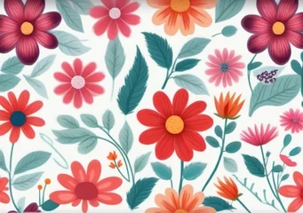 Fototapeten Childrens Illustration Of Seamless Floral Pattern © Pixel Matrix