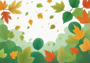 Childrens Illustration Of Background With Leaves