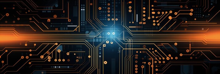 Computer technology vector illustration with topaz circuit board background pattern