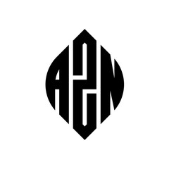 AZN circle letter logo design with circle and ellipse shape. AZN ellipse letters with typographic style. The three initials form a circle logo. AZN Circle Emblem Abstract Monogram Letter Mark Vector.
