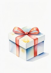 Obraz premium Watercolor Illustration Of A Blank White Gift Box Isolated On White Background