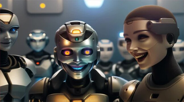 ai robots giggling and laughing,superiority over people
