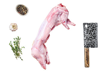 Raw hare meat  Isolated, Transparent background. 