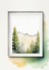 Watercolor Illustration Of An Isolated Blank White Polaroid Photo Frame Isolated On White Background