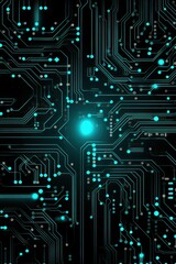 Computer technology vector illustration with turquoise circuit board background pattern