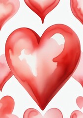 Watercolor Illustration Of A 3D Red Heart Isolated On White Background