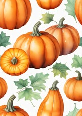Watercolor Illustration Of A Watercolor Illustration Of A Ripe Pumpkin Isolated On White Background