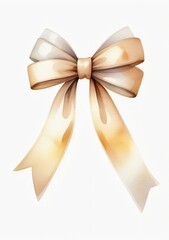 Fototapeta premium Watercolor Illustration Of A White Gift Bow Ribbon Isolated On White Background