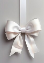 Watercolor Illustration Of A White Gift Bow Ribbon Isolated On White Background