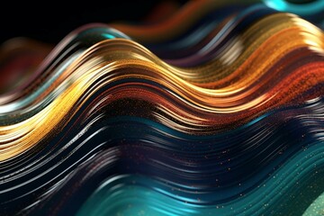 Colorful shimmering surface displaying wave-like patterns. Dark glossy strip. Generative AI