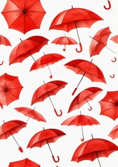 Obraz premium Watercolor Illustration Of A Red Umbrella Isolated On White Background