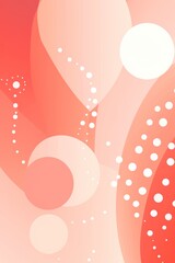 Coral abstract core background with dots, rhombuses and circles