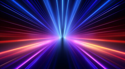 3d render, abstract background with colorful spectrum. Bright neon rays and glowing lines