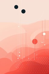 Coral minimalistic background with line and dot pattern