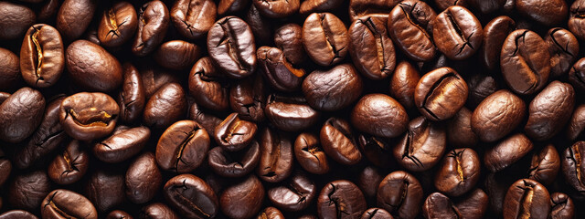 Close-up, high-quality image of densely packed, roasted coffee beans that highlight their texture and color.