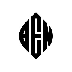 Fototapeta premium BEN circle letter logo design with circle and ellipse shape. BEN ellipse letters with typographic style. The three initials form a circle logo. BEN Circle Emblem Abstract Monogram Letter Mark Vector.
