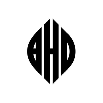 BHD circle letter logo design with circle and ellipse shape. BHD ellipse letters with typographic style. The three initials form a circle logo. BHD Circle Emblem Abstract Monogram Letter Mark Vector.