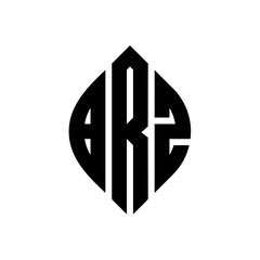 BRZ circle letter logo design with circle and ellipse shape. BRZ ellipse letters with typographic style. The three initials form a circle logo. BRZ Circle Emblem Abstract Monogram Letter Mark Vector.