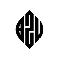 BZW circle letter logo design with circle and ellipse shape. BZW ellipse letters with typographic style. The three initials form a circle logo. BZW Circle Emblem Abstract Monogram Letter Mark Vector.