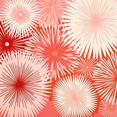 Coral striking artwork featuring a seamless pattern of stylized minimalist starbursts 