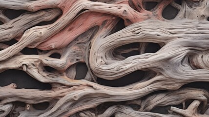 the intricate wood grain patterns and textures found in a piece of weathered driftwood.