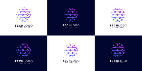 Tech circle sphere logo design collection