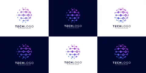 Fotobehang Tech circle sphere logo design collection © pardiJP