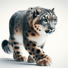 Snow Leopard, big cat, panthera uncia, Leopardo de las nieves, Снежный барс, Ирбис, Irbis, high quality portrait, isolated white background.