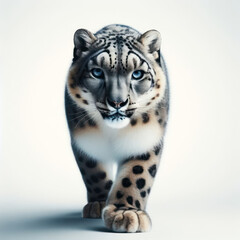 Snow Leopard, big cat, panthera uncia, Leopardo de las nieves, Снежный барс, Ирбис, Irbis, high quality portrait, isolated white background.